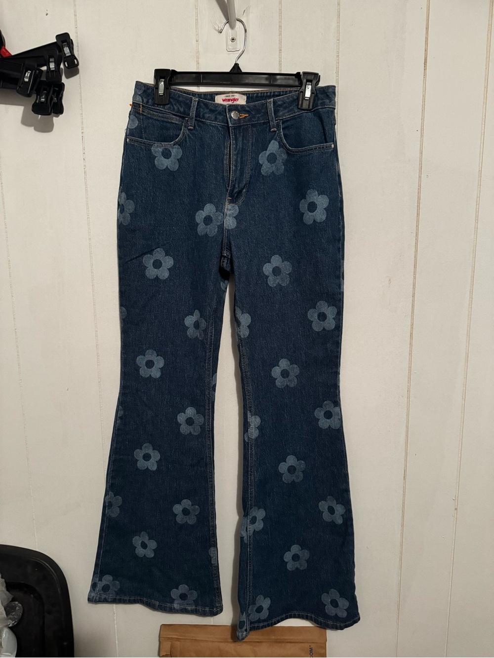 Wrangler Dark Blue Floral Flare Jeans NWOT